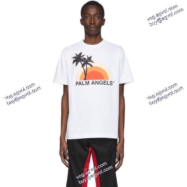2020秋冬 注目のアイテム パーム エンジェルス Palm Angels 半袖Tシャツ スーパーコピー 激安 2色可選 夕日ココナッツロゴマーク半袖Tシャツ